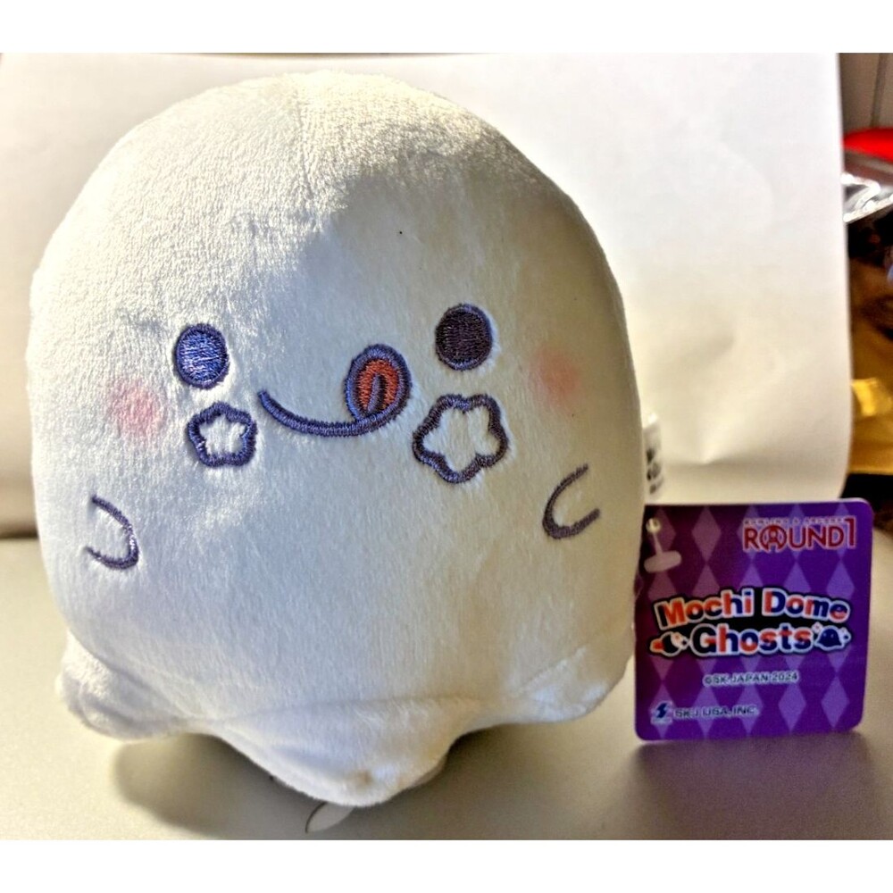 Mochi Dome Ghosts Plush 4.7” Kawaii SKJ 2024 Japan Round 1 White Prize Tongue